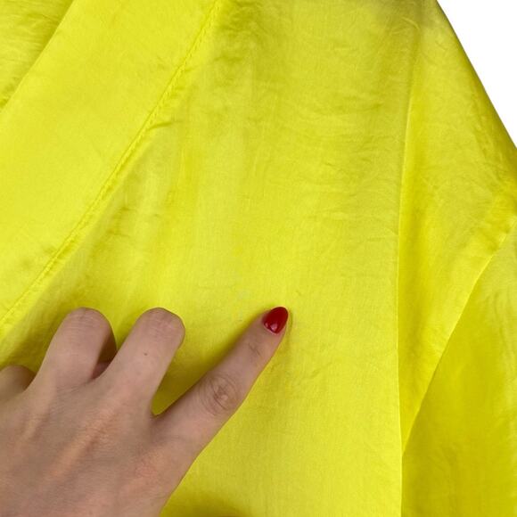 Ivy Jane Bright Neon Yellow Satin V-neck Flutter Short Sleeve Blouse - Picture 11 of 13